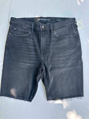 GUESS Men’s Black Denim Cutoff Shorts SZ   34